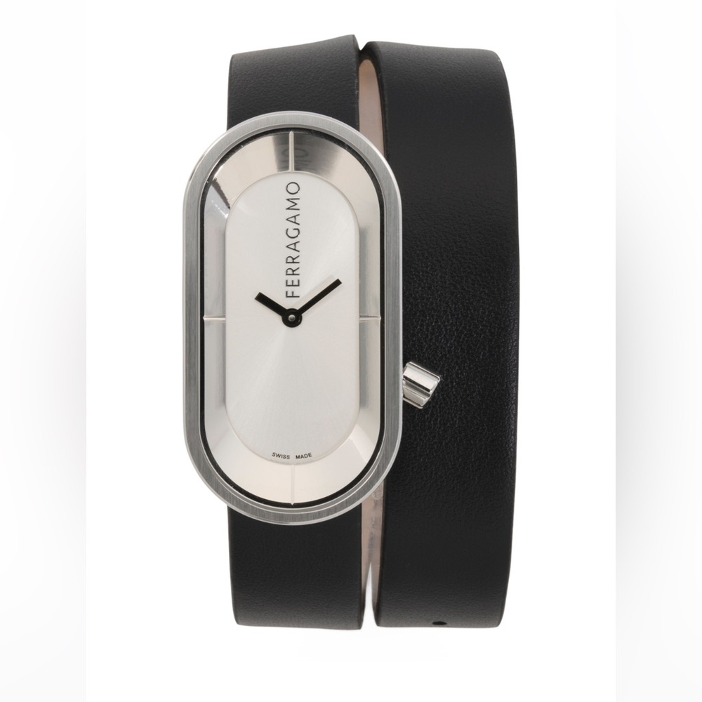 LAST CALL FERRAGAMO Women's Swiss Made 23x46mm Leather Strap Watch - Picture 1 of 3